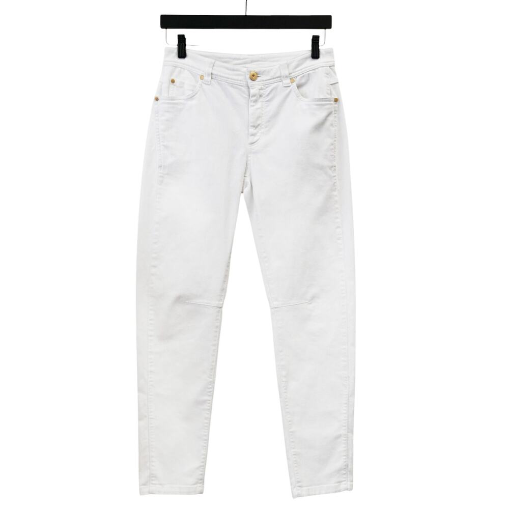 Brunello Cucinelli White Stretch Denim Equestrian Jeans Size US 2 IT 38